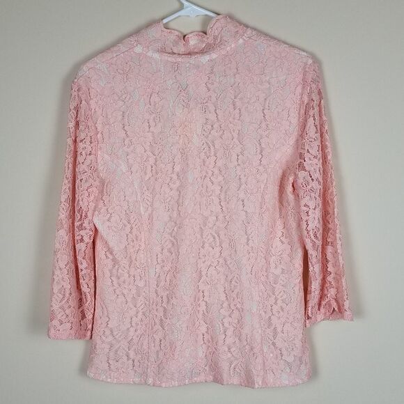 Coldwater Creek Light Pink Lace Button-up Cardigan Top Size Small - Picture 7 of 8